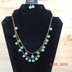 Paparazzi blue/ brown beaded necklace set